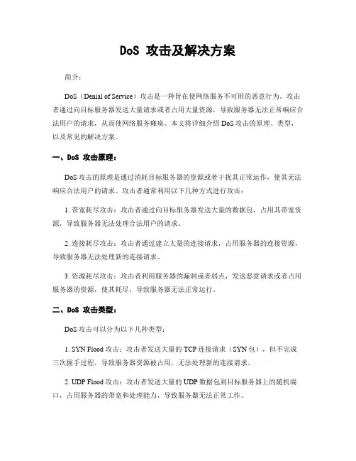 DoS 攻击及解决方案