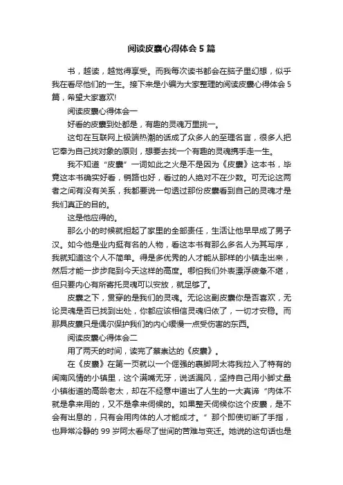 阅读皮囊心得体会5篇