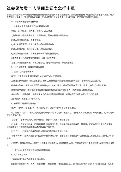 社会保险费个人明细登记表怎样申报