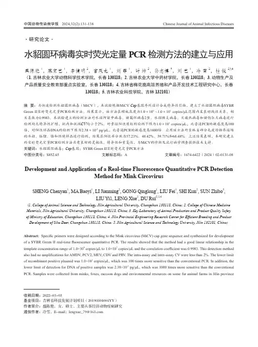 水貂圆环病毒实时荧光定量PCR_检测方法的建立与应用