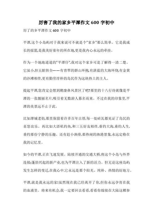 厉害了我的家乡平潭作文600字初中