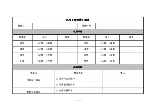 机房巡检记录表