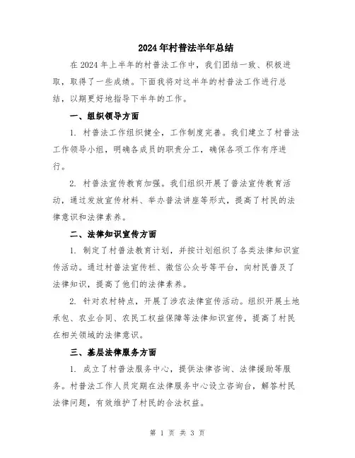 2024年村普法半年总结
