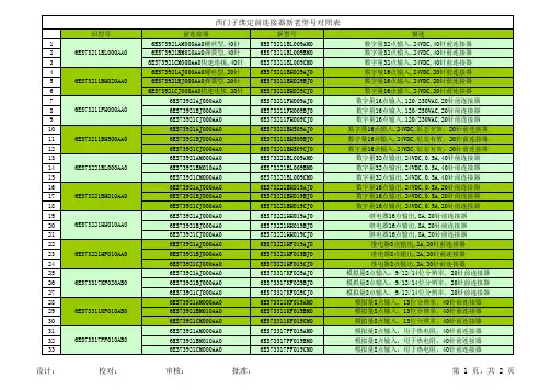 西门子S7-300带前连接器模块新老型号对照表