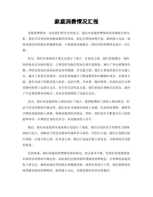 家庭消费情况汇报