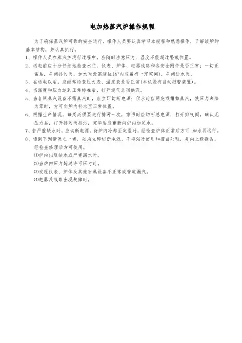 电加热蒸汽炉操作规程