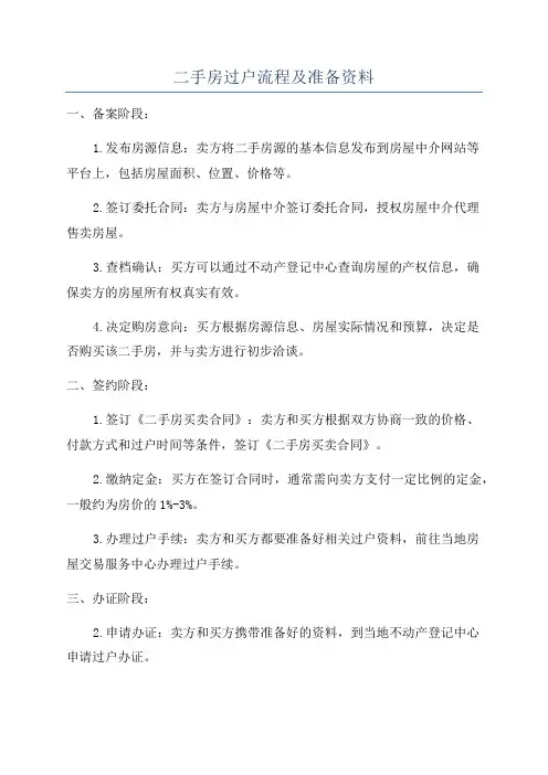 二手房过户流程及准备资料