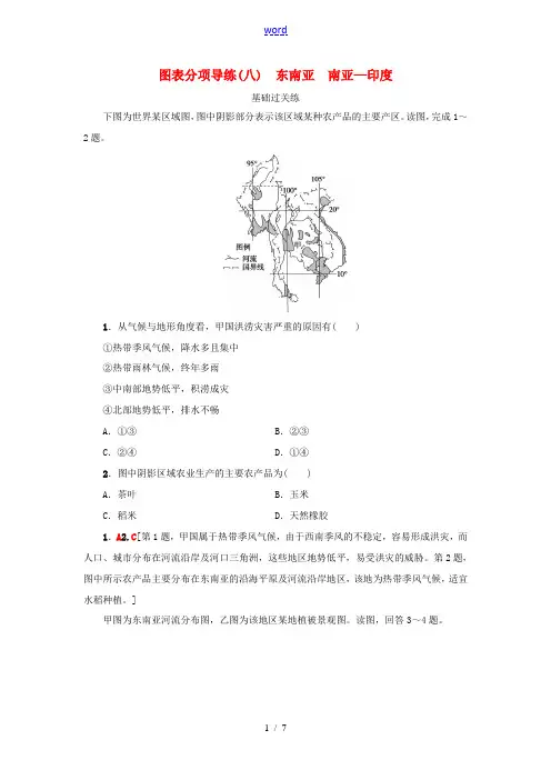 高考地理大一轮复习 第3部分 世界地理 第2章 世界地理分区和主要国家 第3讲 图表分项导练(八)东