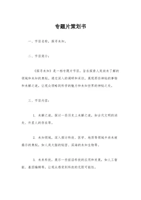 专题片策划书