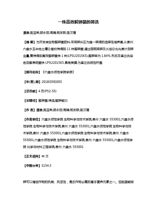 一株高效解钾菌的筛选