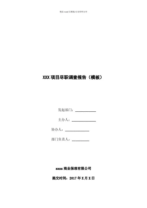 XX商业保理有限公司XX项目尽职调查报告模板
