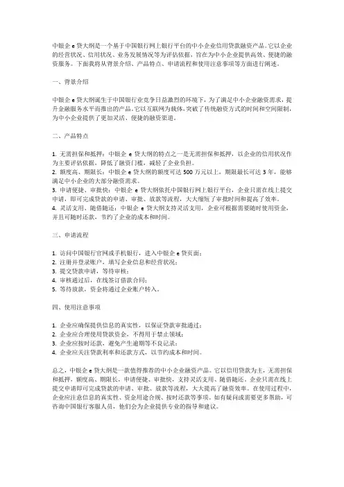 中银企e贷大纲