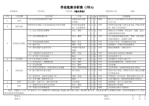 作业危害分析表