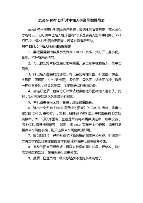 怎么在PPT幻灯片中插入柱形图数据图表