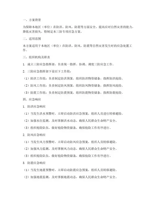 三防专项应急方案范文
