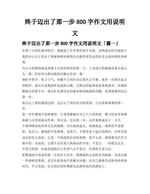 终于迈出了那一步800字作文用说明文