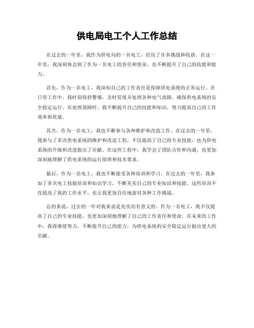 供电局电工个人工作总结