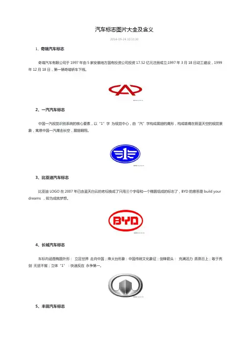 汽车标志图片大全及含义
