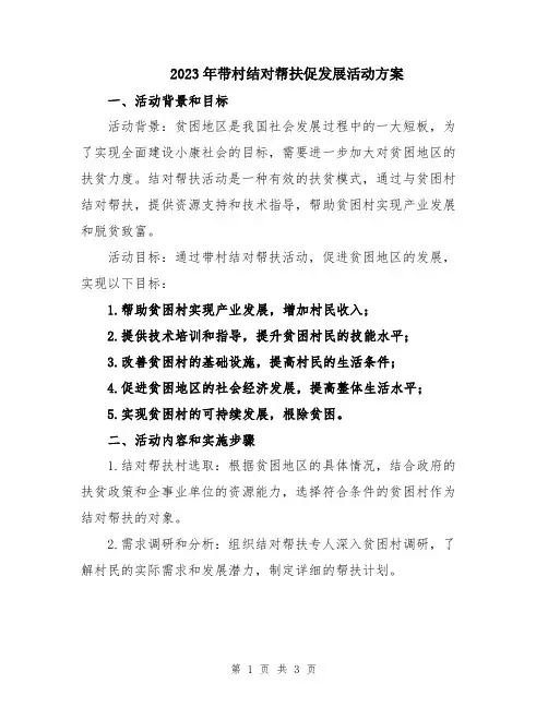 2023年带村结对帮扶促发展活动方案