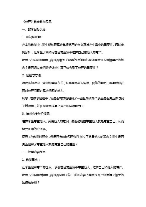 《尊严》教案教学反思