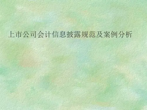 上市公司会计信息披露规范及案例分析PPT