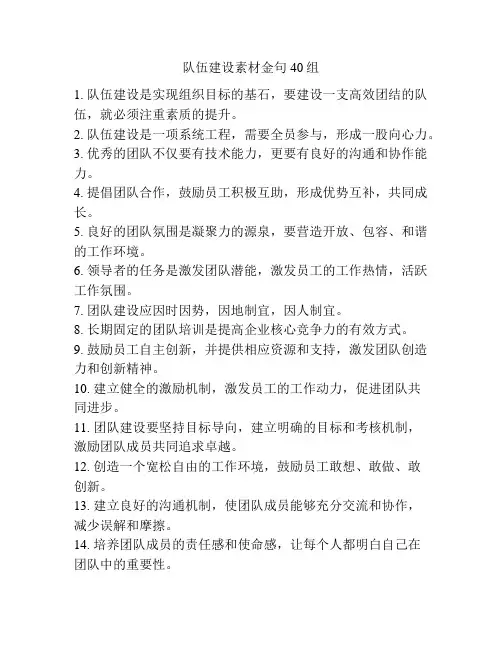 队伍建设素材金句40组