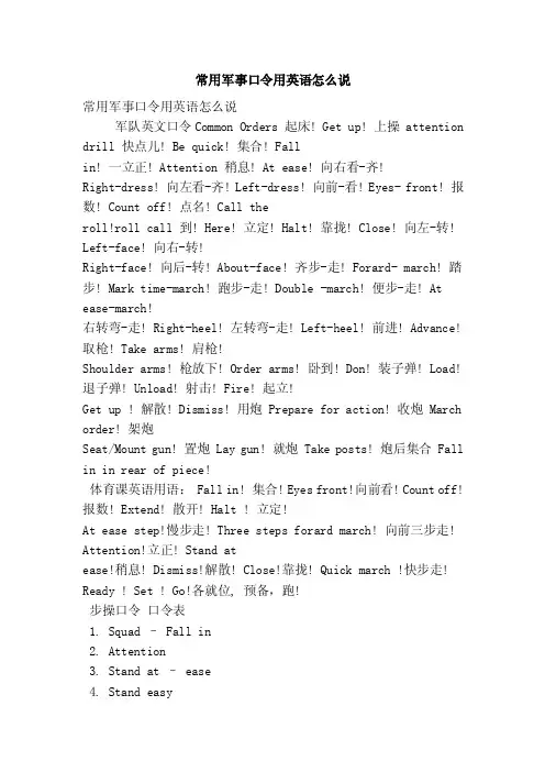 常用军事口令用英语怎么说（精简篇）