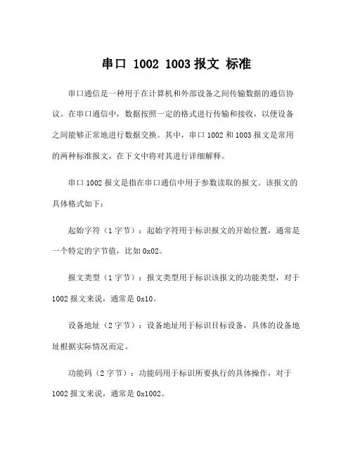 串口 1002 1003报文 标准