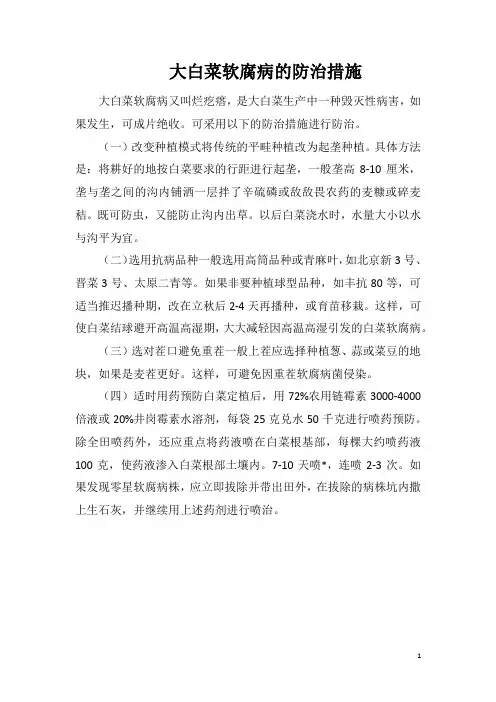 大白菜软腐病的防治措施
