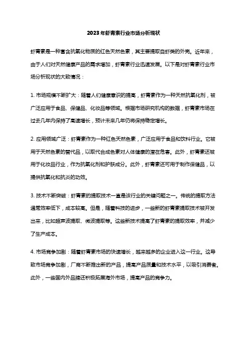 2023年虾青素行业市场分析现状