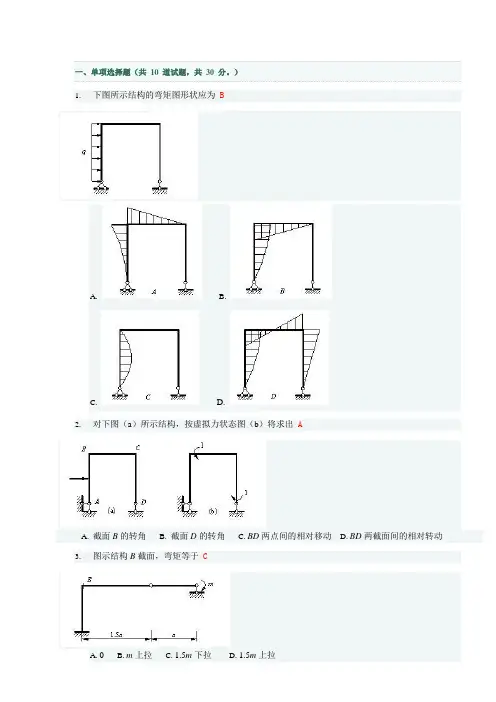国家开放大学电大《土木工程力学》形考2