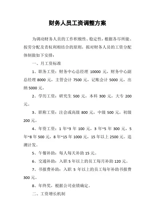 财务人员工资调整方案