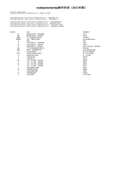 nodejsmomentjs操作时间（24小时制）