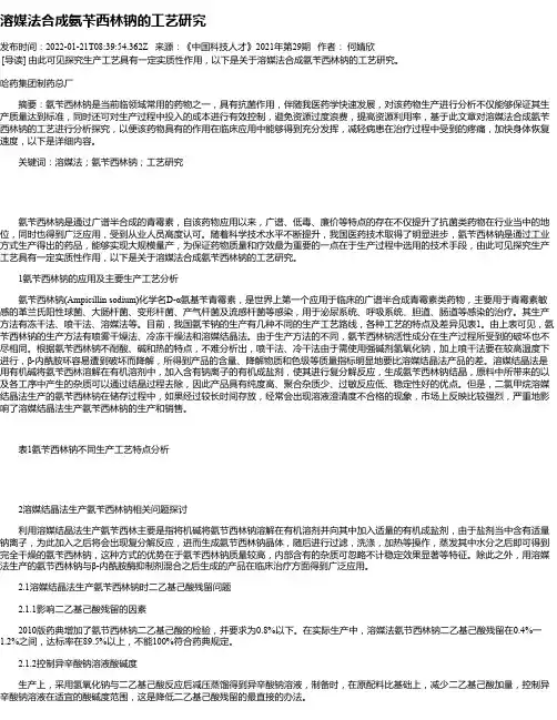 溶媒法合成氨苄西林钠的工艺研究