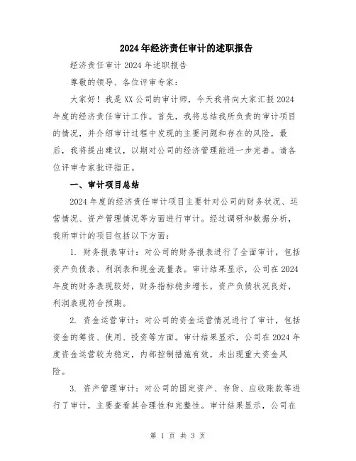 2024年经济责任审计的述职报告