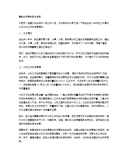 水利述职报告范文