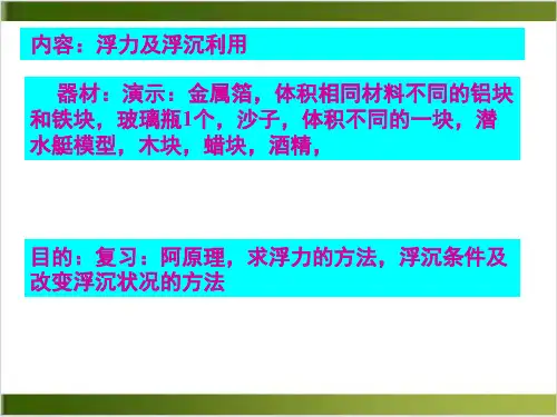 【人教版】物体的浮沉条件及应用精讲课件 1