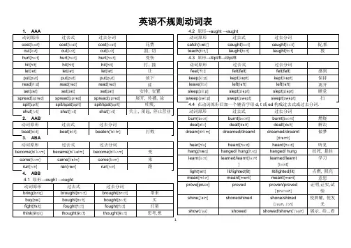 英语不规则动词表附中文以及音标
