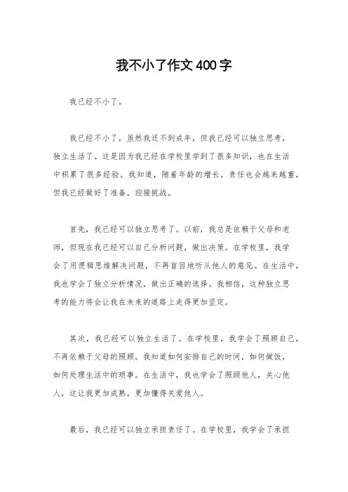 我不小了作文400字