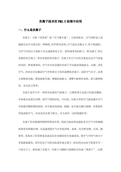 负离子技术及其在治理中应用的分析报告