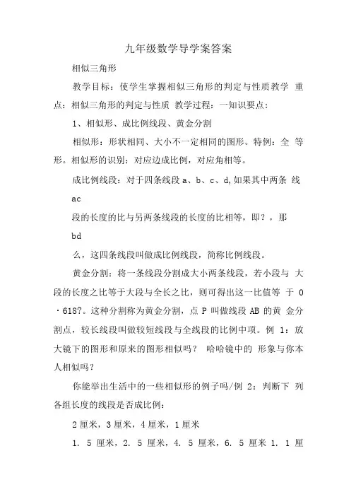 九年级数学导学案答案.doc
