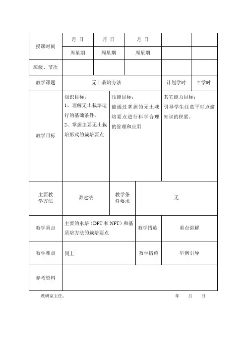 无土栽培方法