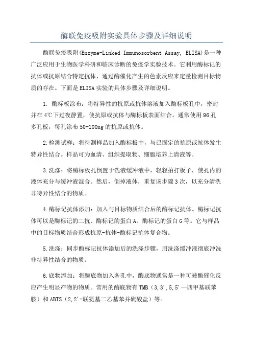 酶联免疫吸附实验具体步骤及详细说明
