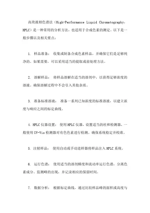hplc法测定合成色素
