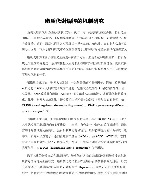 脂质代谢调控的机制研究