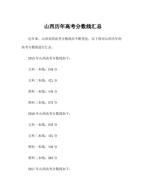 山西历年高考分数线汇总