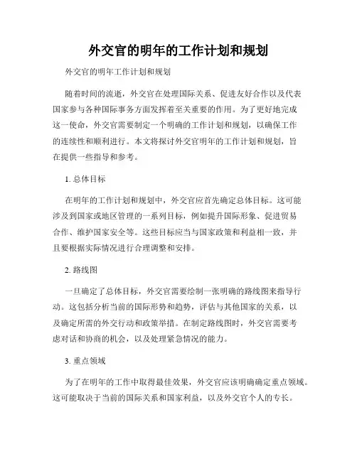 外交官的明年的工作计划和规划