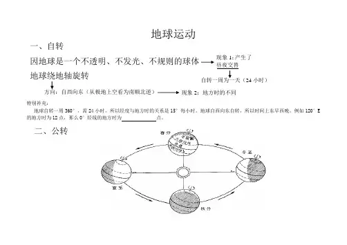 初中地理地球运动思维导图