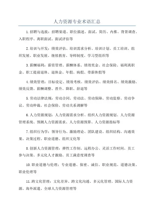 人力资源专业术语汇总