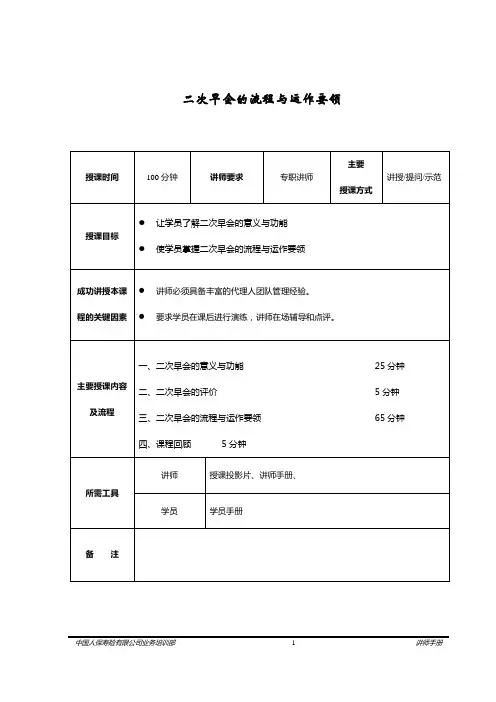 二次早会的流程与运作要领--讲师手册